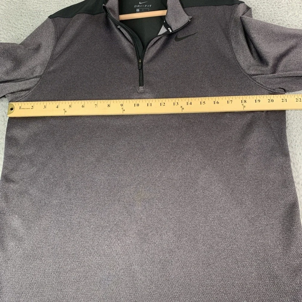NIKE GOLF PULLOVER MENS MEDIUM BLACK GRAY‎ DRY FIT LONG SLEEVE 1/4 ZIP